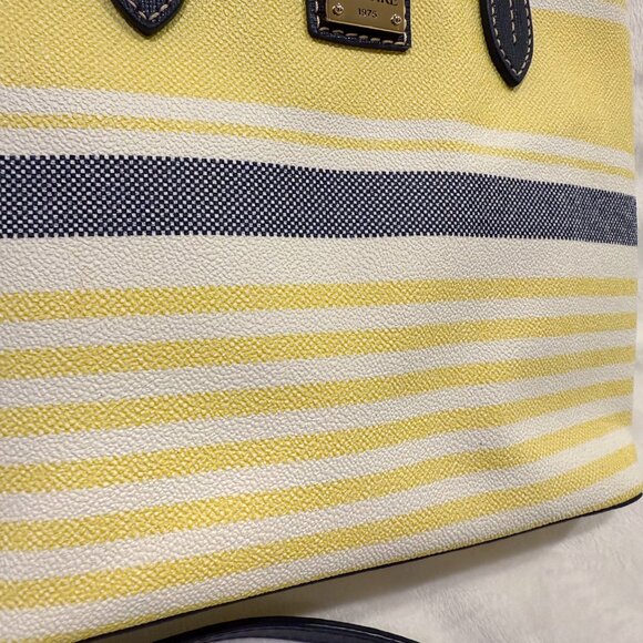 Dooney & Bourke Westerly Mini Waverly Yellow Navy White Striped Mini Tote - Picture 6 of 16